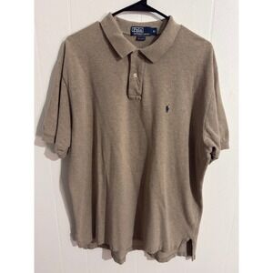 Polo Ralph Lauren Polo Shirt Mens XL Tan Excellent Short Sleeve Pique Pony Logo